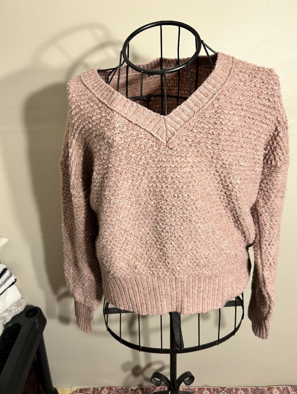 wool size small womens sweater shirt knit thick pink